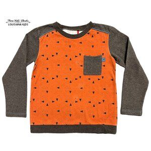 Alba Of Denmark Sz 134 (9Y) Orange Triangle Print Pocket Tee Shirt